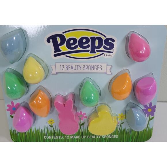 Peeps 12 Piece Make Up Beauty Sponges Use Damp/Dry Buildable Full Coverage NEW - Picture 1 of 3
